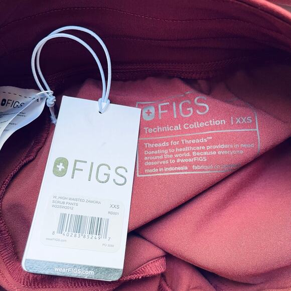 FIGS Zamora Scrub Pants High Waisted Jogger Dark Cherry Size XXS NEW - Picture 7 of 8